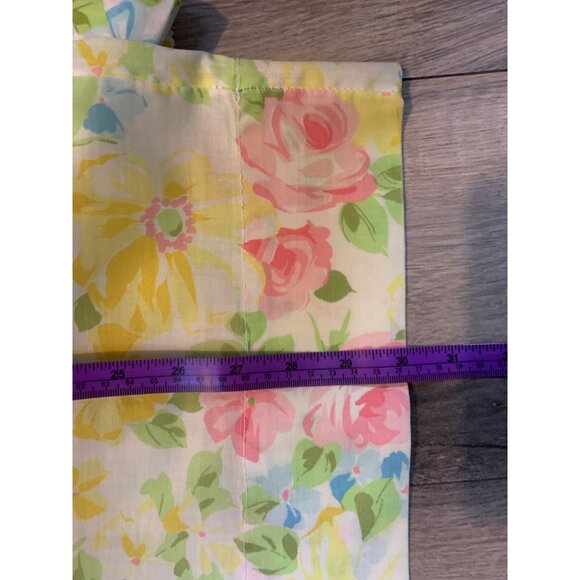 Vintage Floral Flat and Pillowcases By Piquot 70’s Iron Muslin Full Flat Top She - Picture 3 of 4